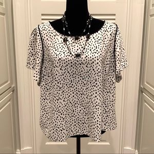 🏷️ Worthington Woman Print Flutter Sleeve Top Blouse 1X